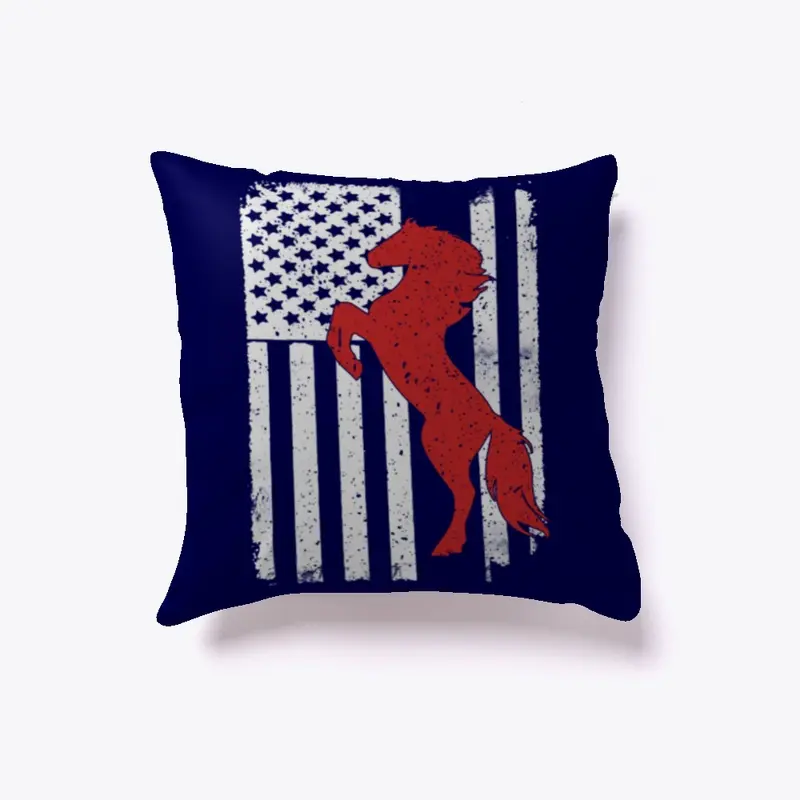 Horse Riding Mustang - America USA Flag